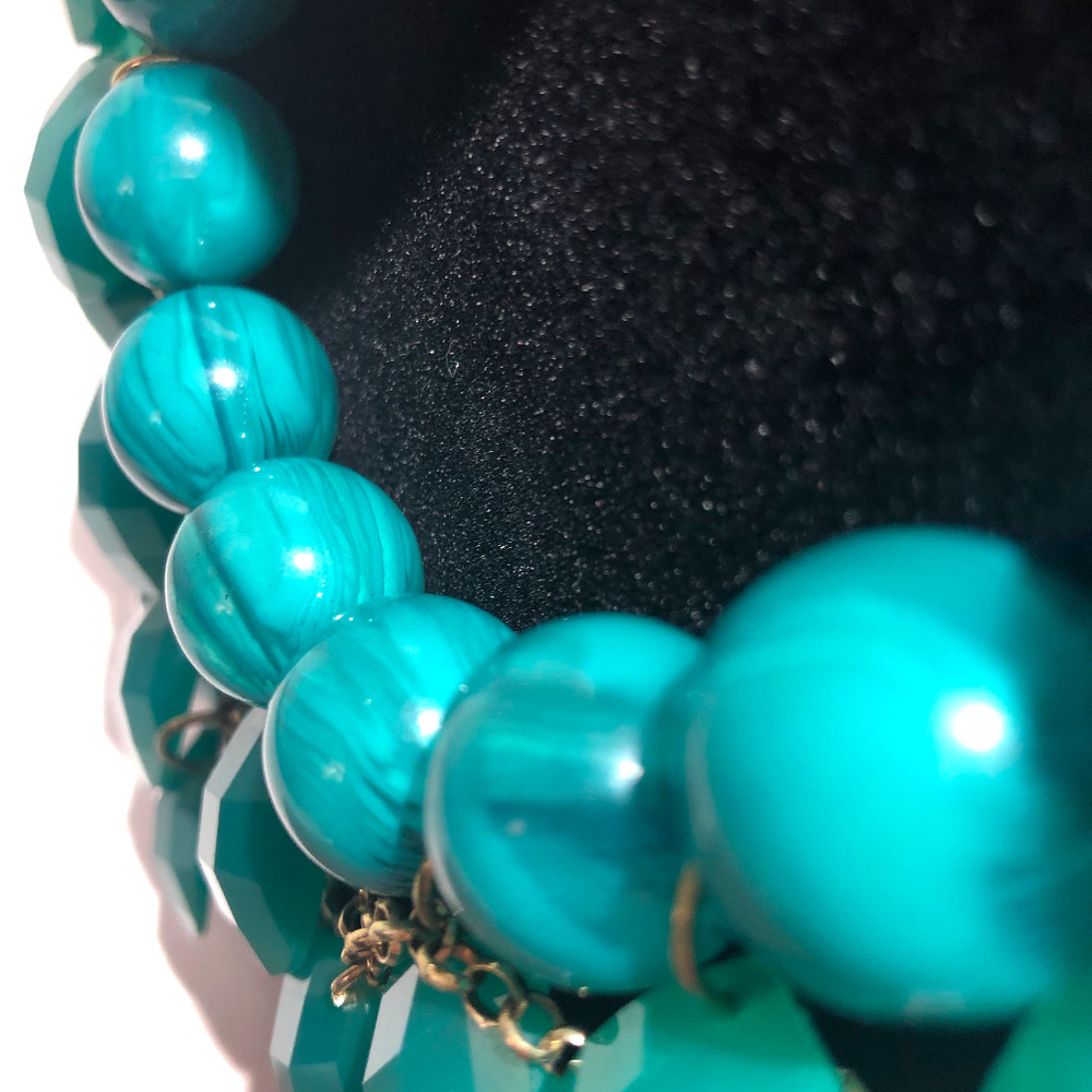 Teal Layered Statement Necklace - image 4